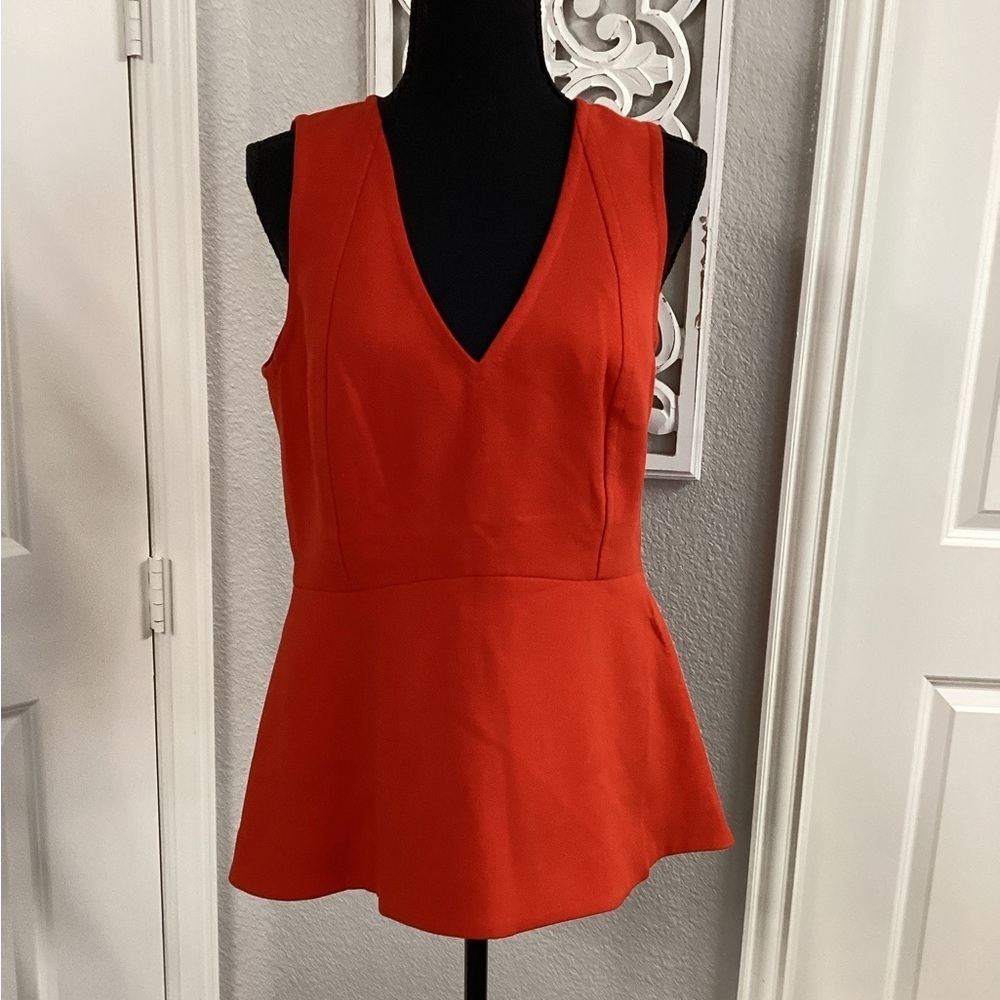 Anthropologie Leifsdottir red / orange peplum high low top - new with tags